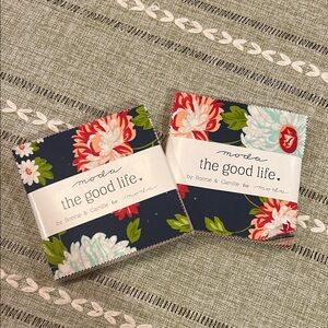Moda Floral Fabric Squares in Red and Green